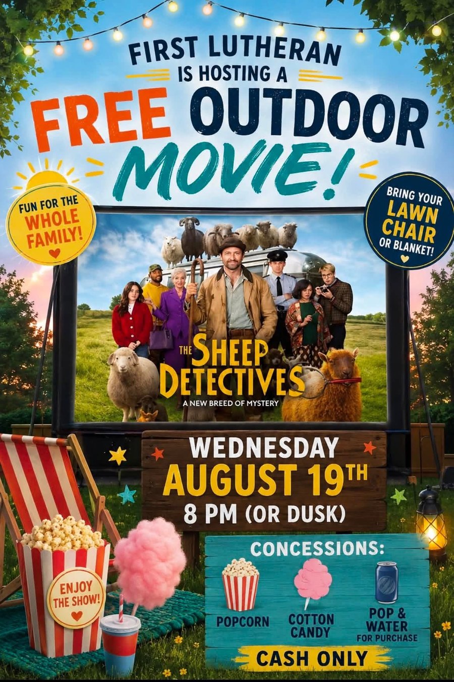 Free outdoor movie: The Sheep Detectives